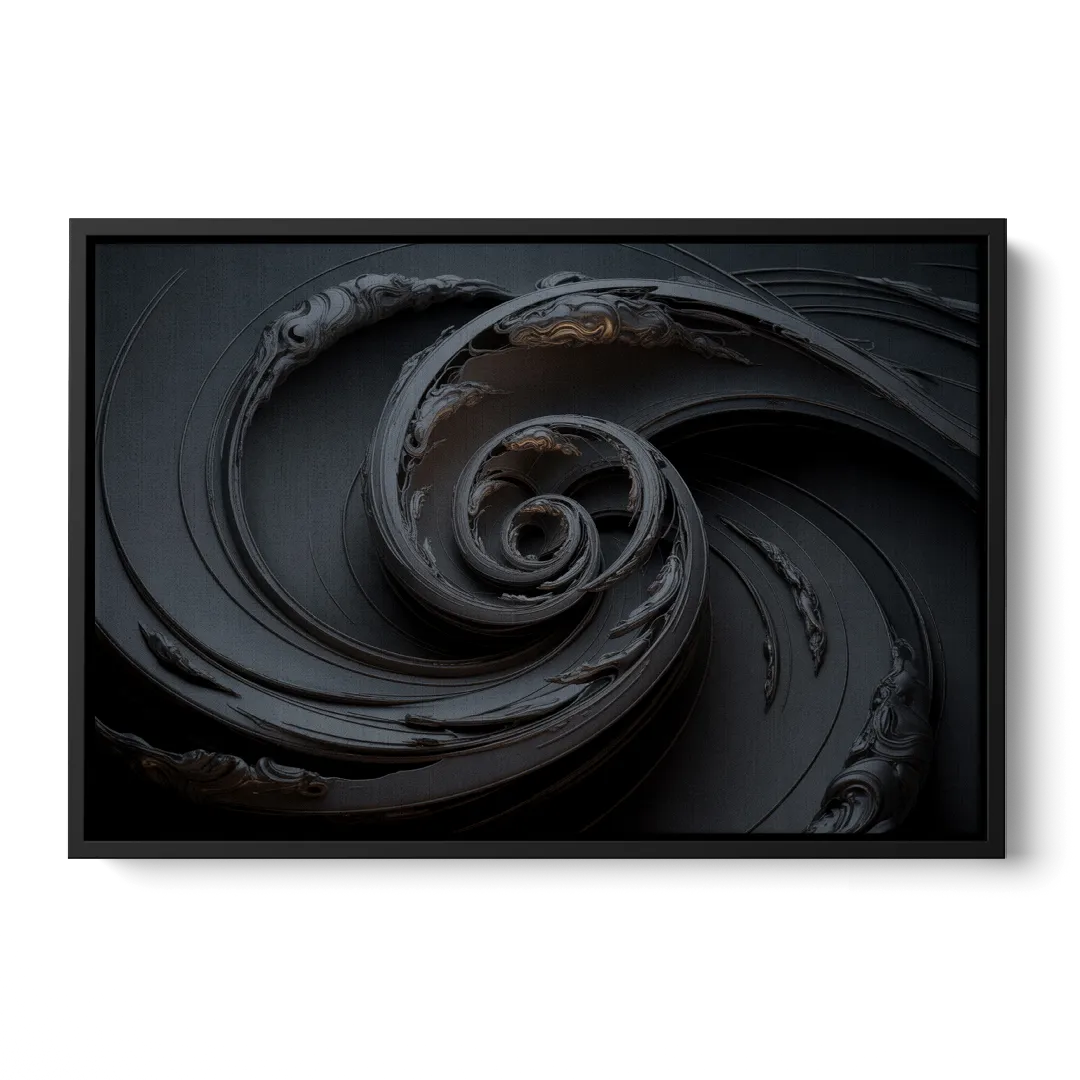 Elegance in Motion Black Abstract - Black Frame Canvas