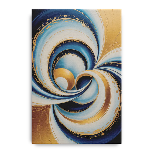 Elegance in Motion Blue and Gold Abstract - Canvas Wall Art