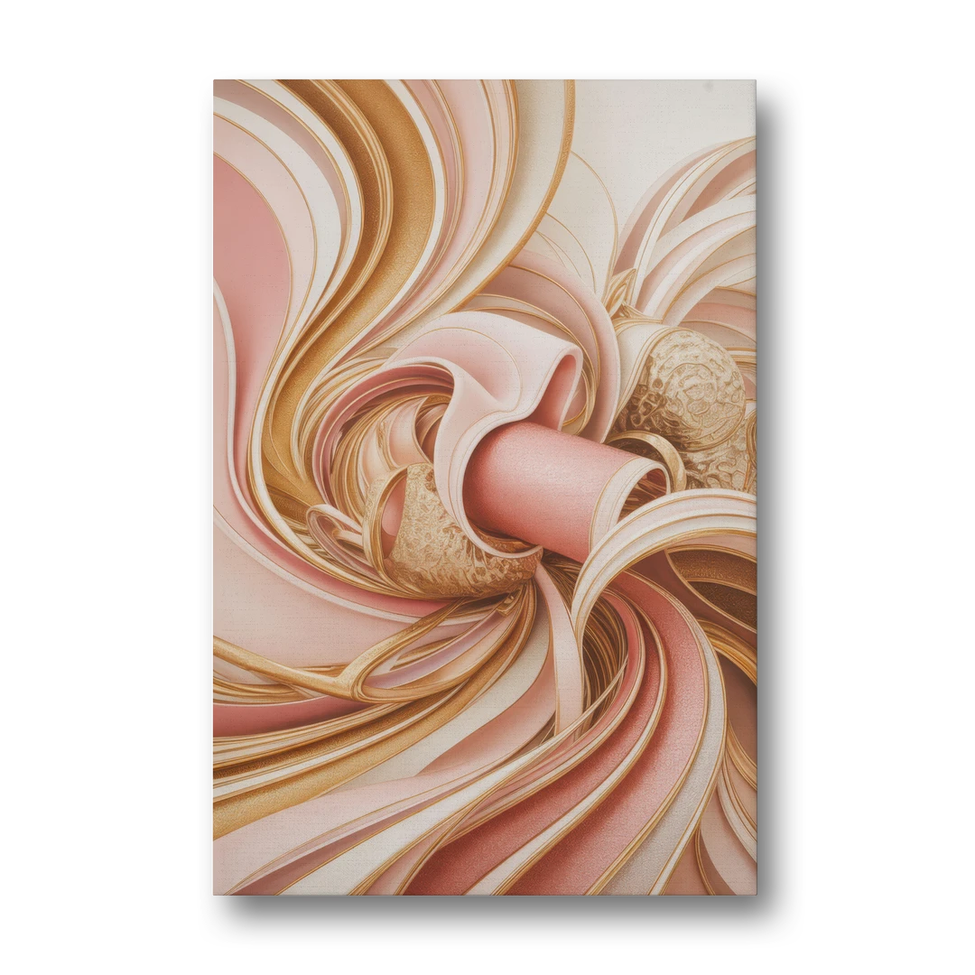 Elegance in Motion Pink and Gold Abstract - Canvas Wall Art - Front