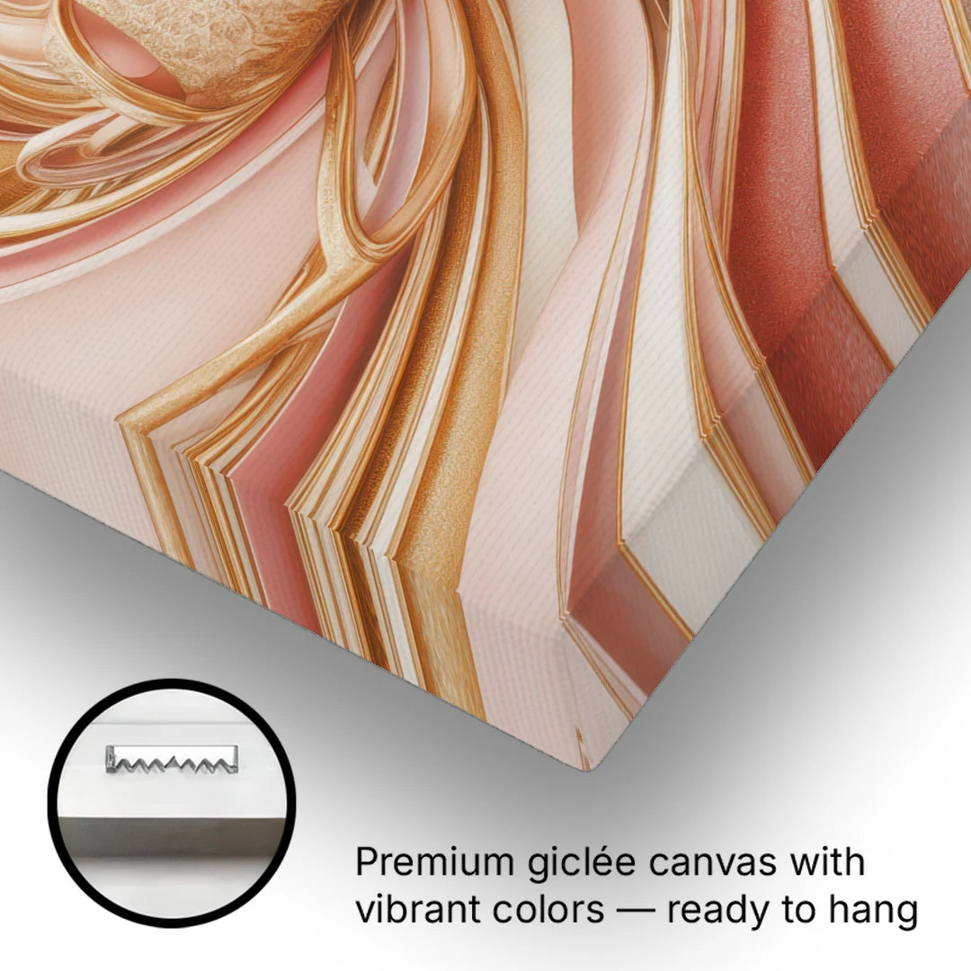 Elegance in Motion Pink and Gold Abstract - Canvas Wall Art - Gallery Wrap Corner