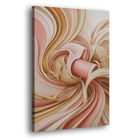 Elegance in Motion Pink and Gold Abstract - Canvas Wall Art