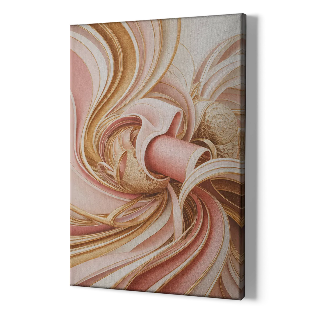 Elegance in Motion Pink and Gold Abstract - Canvas Print Art Sides