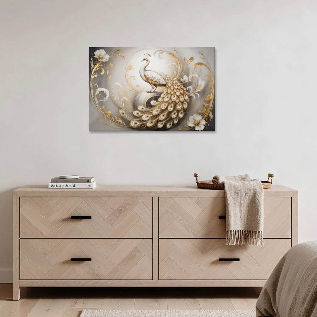 Elegance in White and Gold - Canvas Wall Art - Coffee Table - 36x24