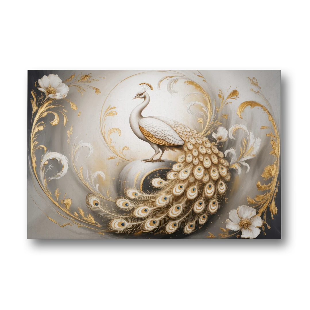 Elegance in White and Gold - Canvas Wall Art - Front