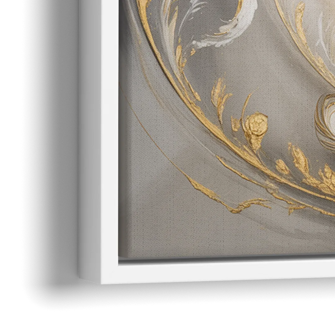 Elegance in White and Gold - Close-Up White Frame Canvas