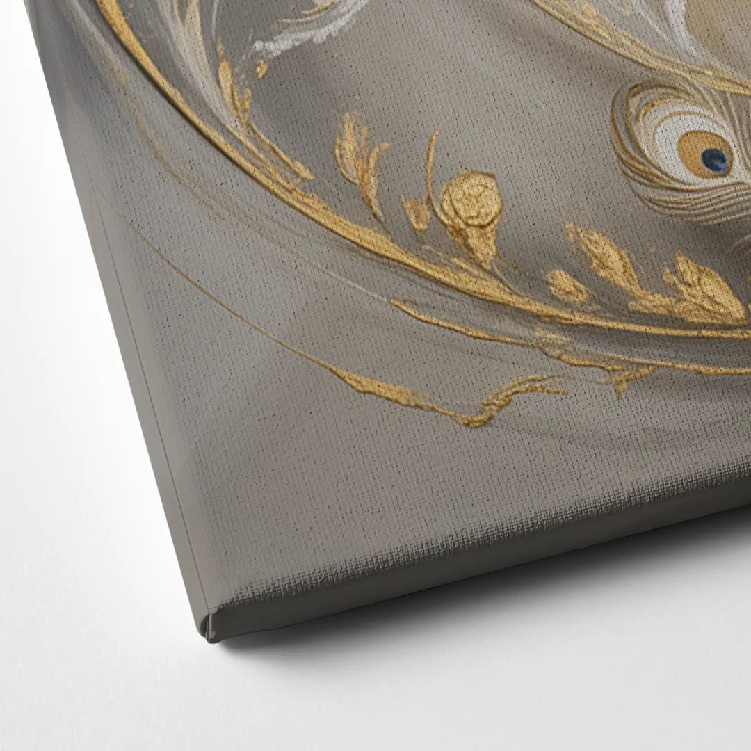 Elegance in White and Gold Canvas Close Up