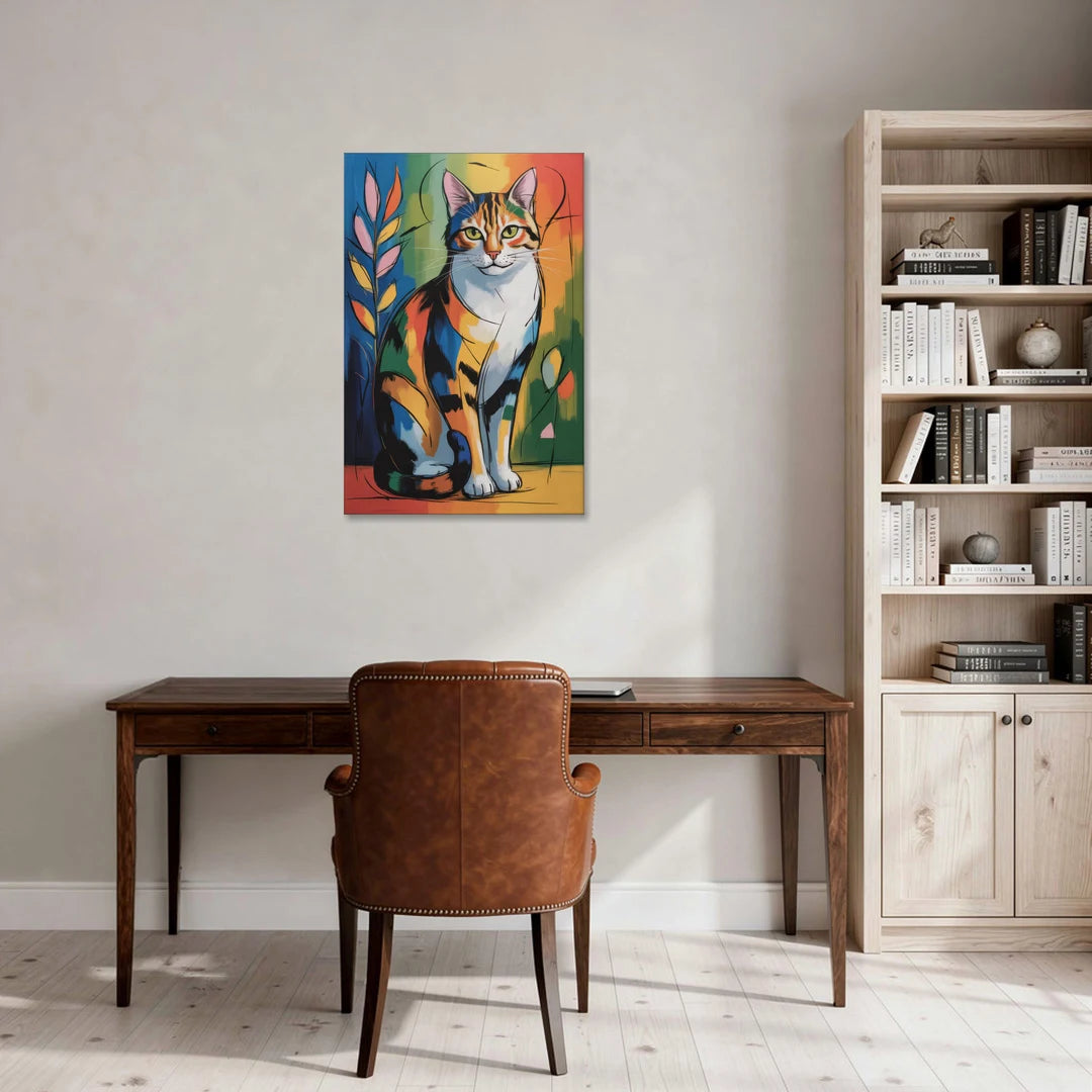 Elegant Calico Cat - Canvas Wall Art - Office - 24x36