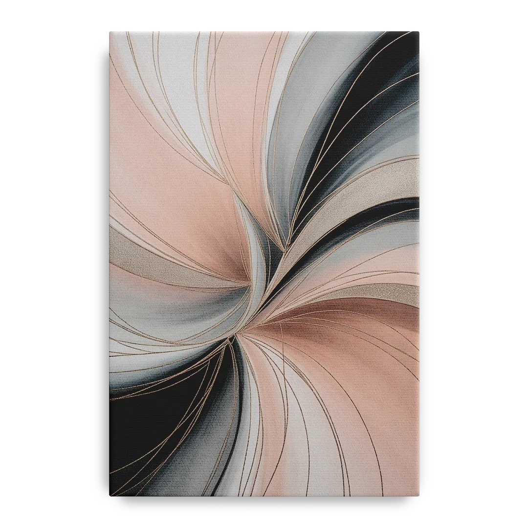 Elegant Curves Pink and Grey Abstract - Canvas Wall Art