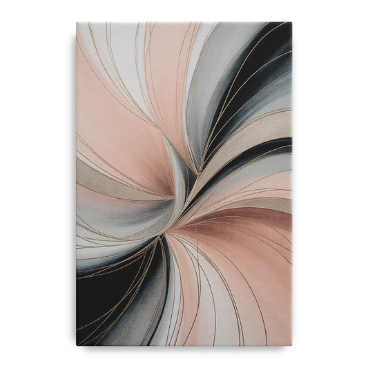 Elegant Curves Pink and Grey Abstract - Canvas Wall Art