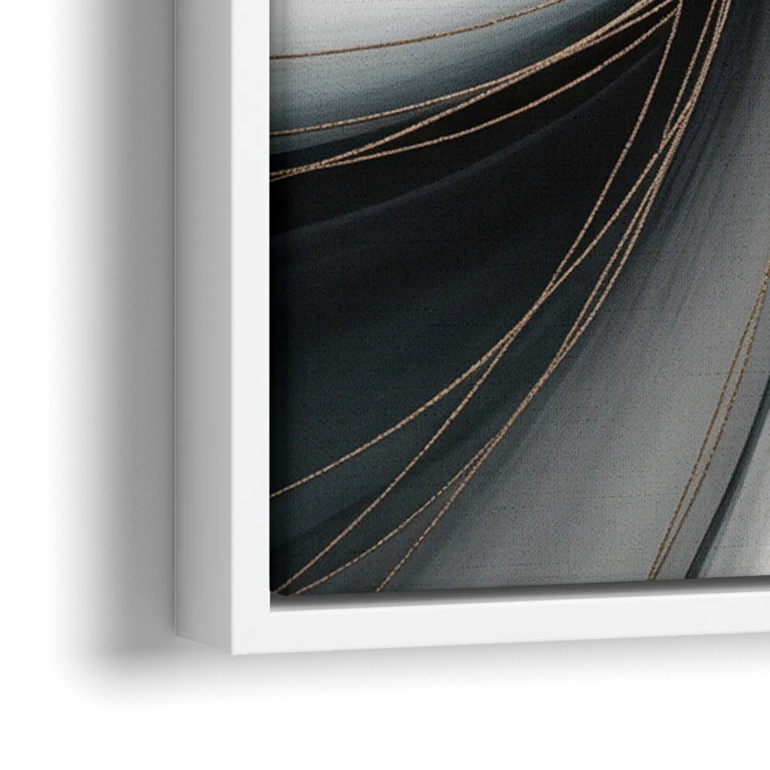Elegant Curves Pink and Grey Abstract - Close-Up White Frame Canvas