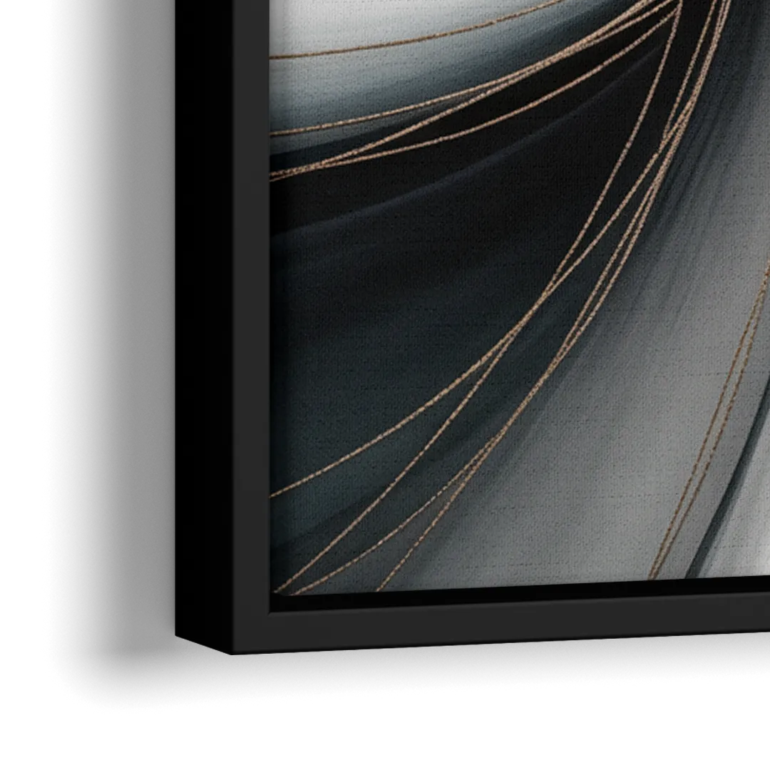 Elegant Curves Pink and Grey Abstract - Close-Up Black Frame Canvas