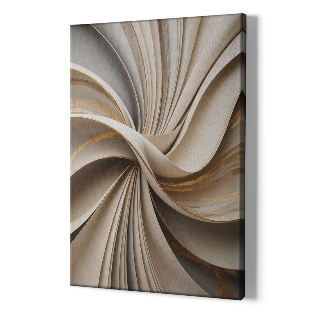Elegant Flow Beige Abstract - Canvas Print Art Sides