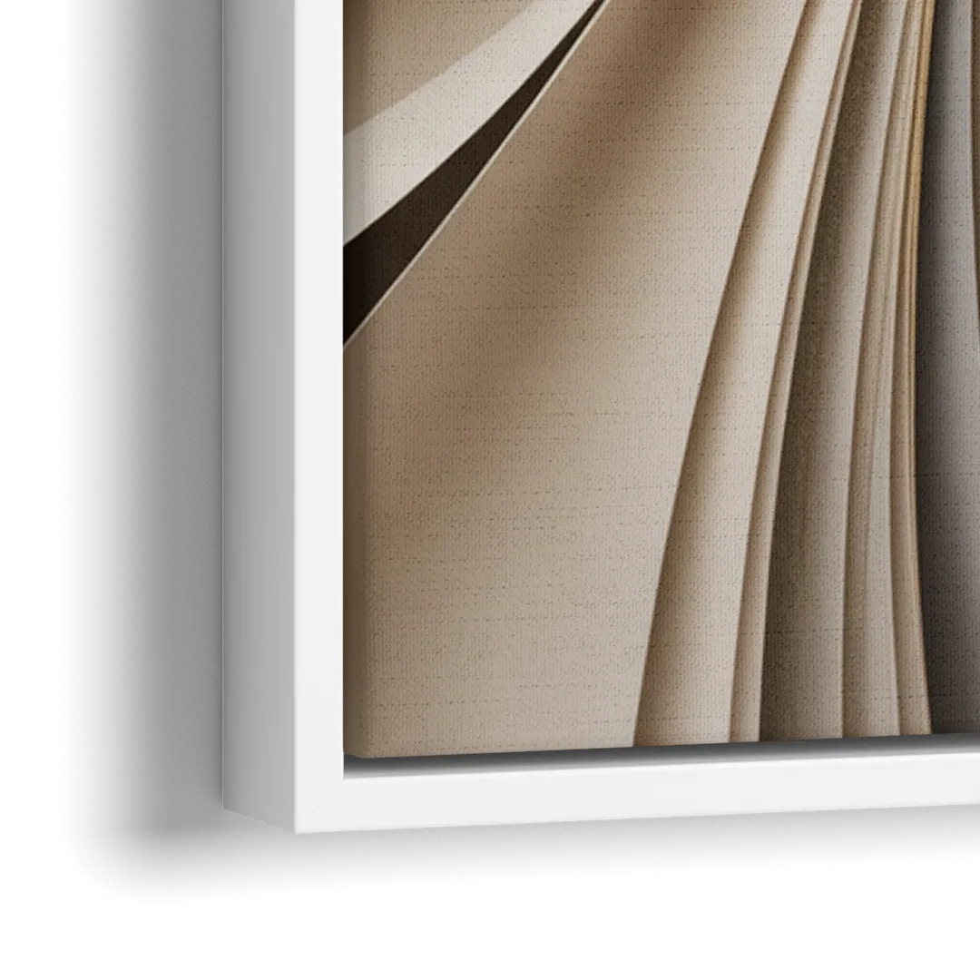 Elegant Flow Beige Abstract - Close-Up White Frame Canvas