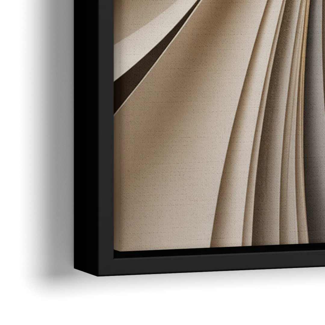 Elegant Flow Beige Abstract - Close-Up Black Frame Canvas