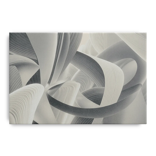 Elegant Flow Grey and White Abstract - Canvas Wall Art