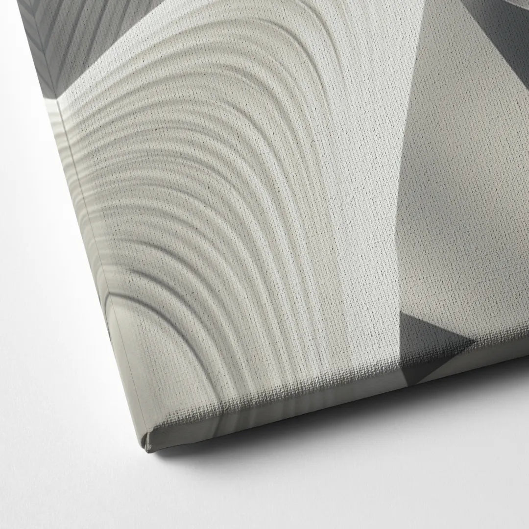 Elegant Flow Grey and White Abstract Canvas Close Up