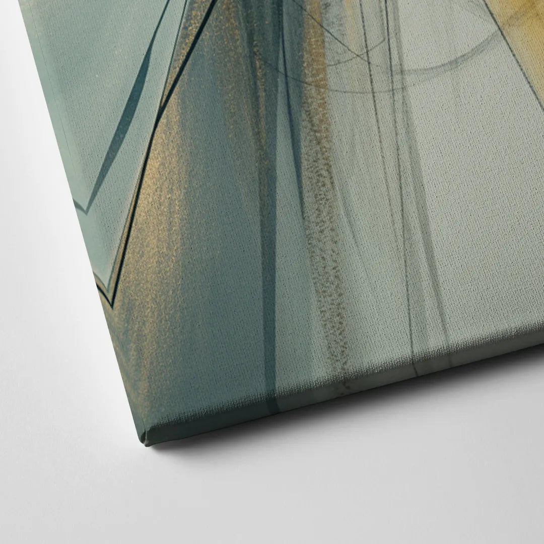 Elegant Fluidity Yellow and Grey Abstract Canvas Close Up
