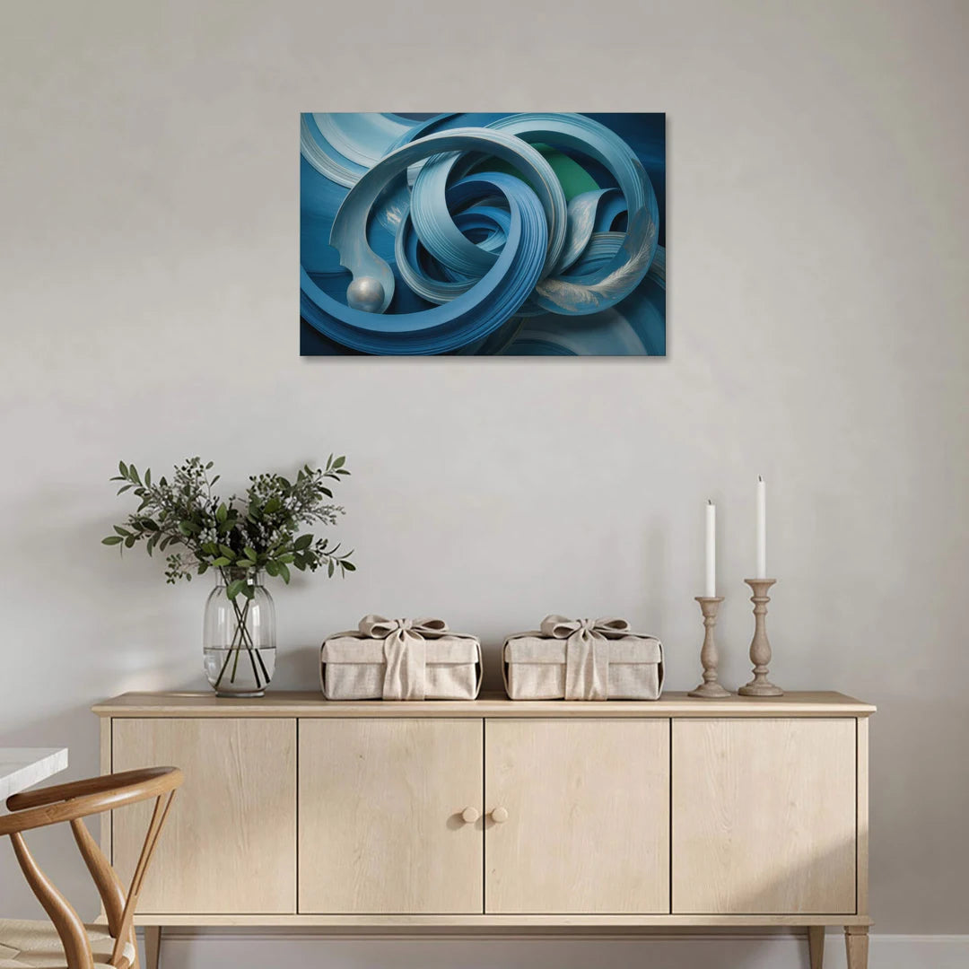 Elegant Fluidity in Blue Abstract - Canvas Wall Art - Coffee Table - 36x24