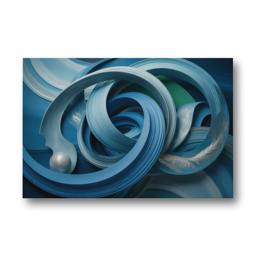 Elegant Fluidity in Blue Abstract - Canvas Wall Art - Front