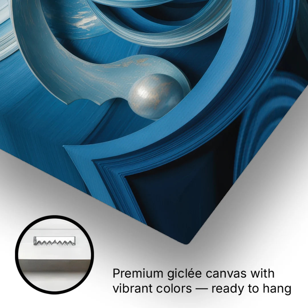 Elegant Fluidity in Blue Abstract - Canvas Wall Art - Gallery Wrap Corner
