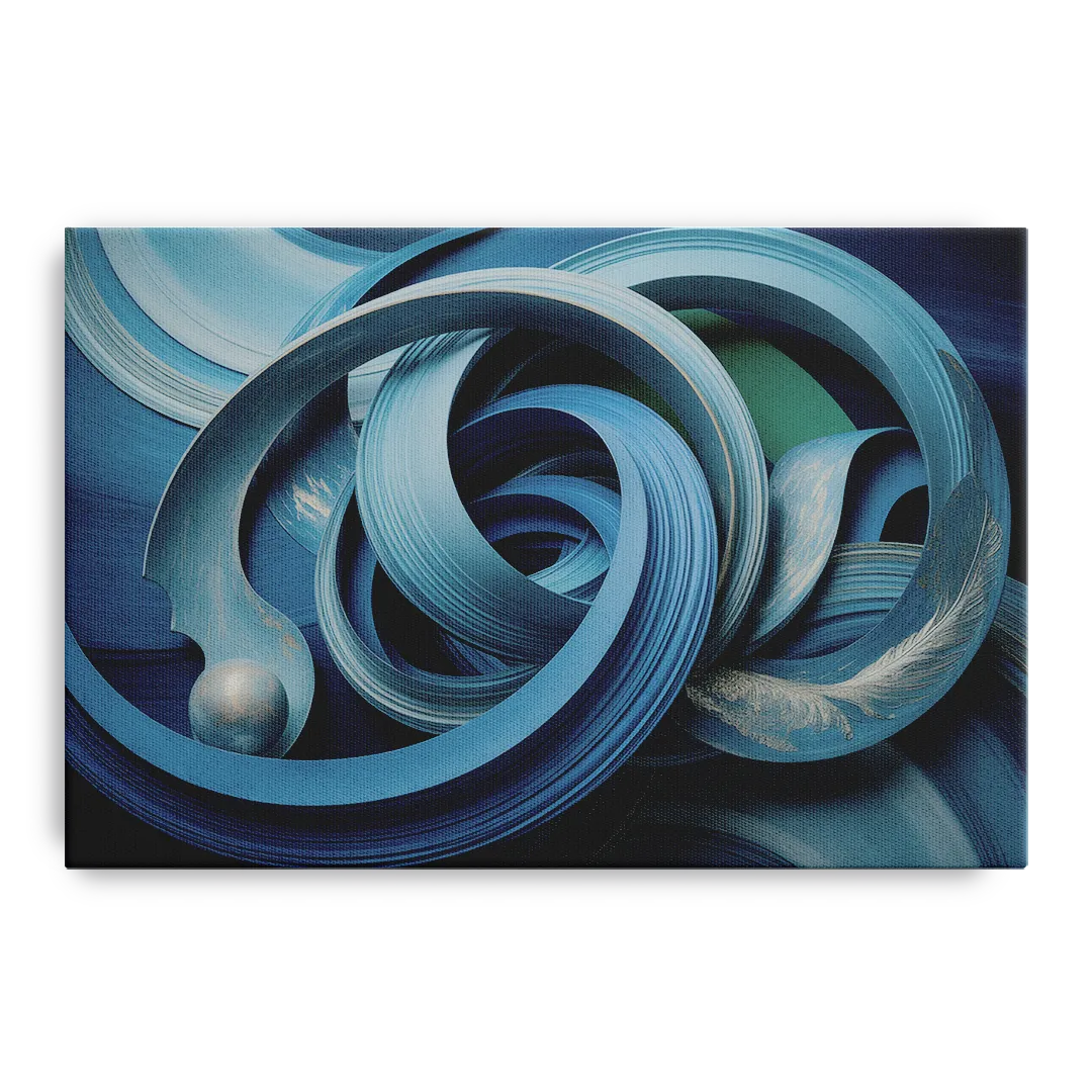 Elegant Fluidity in Blue Abstract - Canvas Wall Art