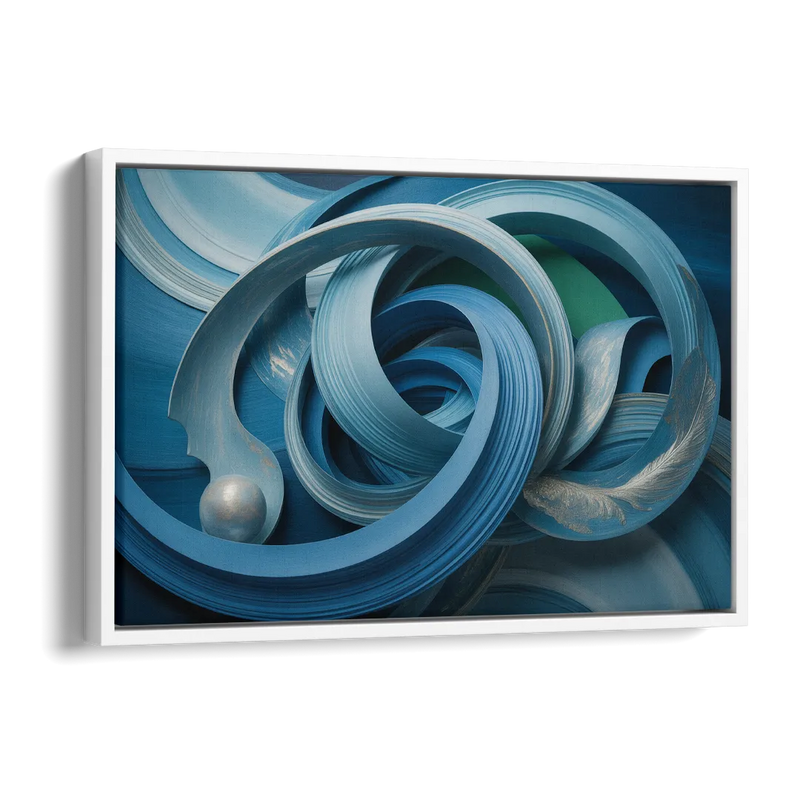 Elegant Fluidity in Blue Abstract Side - White Canvas Wall Art