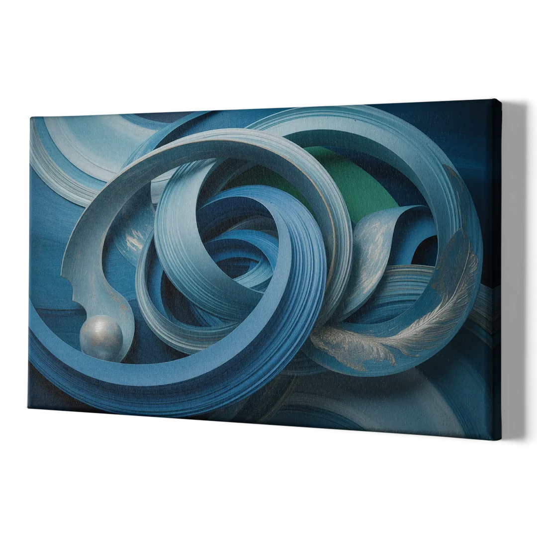 Elegant Fluidity in Blue Abstract - Canvas Print Art Sides