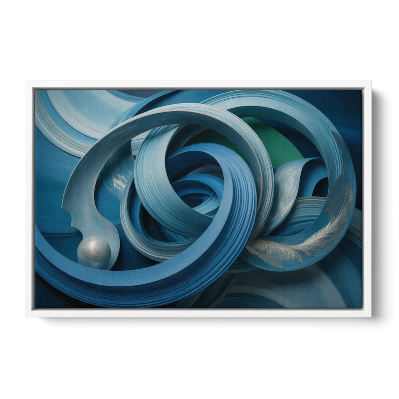 Elegant Fluidity in Blue Abstract Front - White Canvas Wall Art