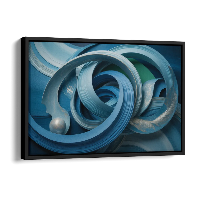 Elegant Fluidity in Blue Abstract Side - Black Canvas Wall Art