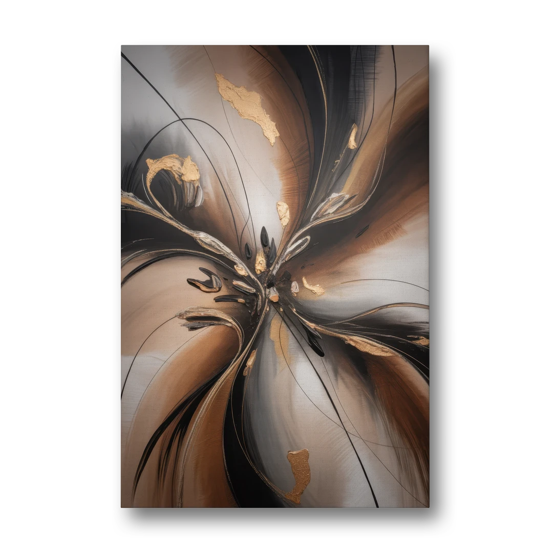 Elegant Fluidity in Brown Abstract - Canvas Wall Art - Front