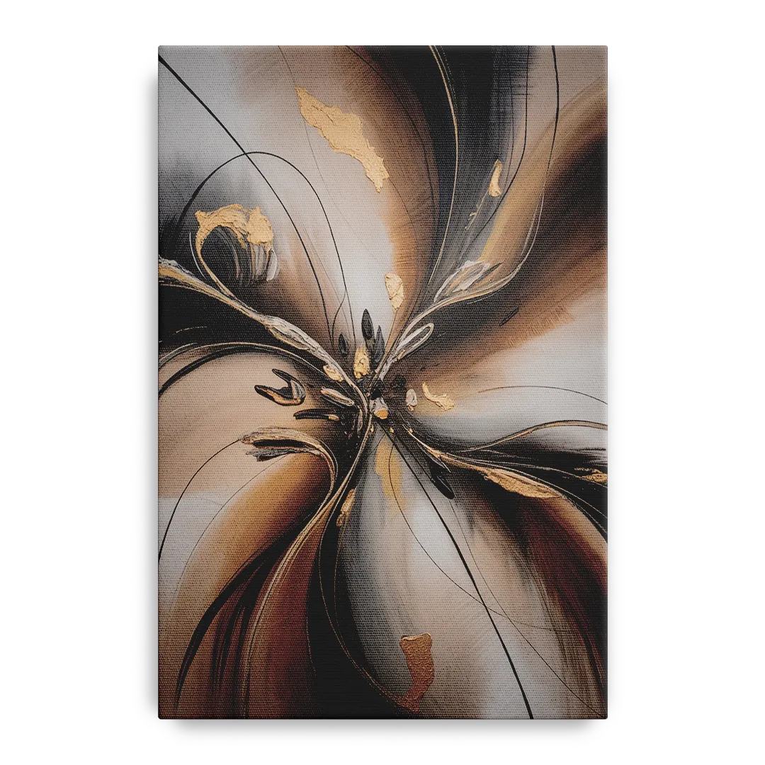 Elegant Fluidity in Brown Abstract - Canvas Wall Art
