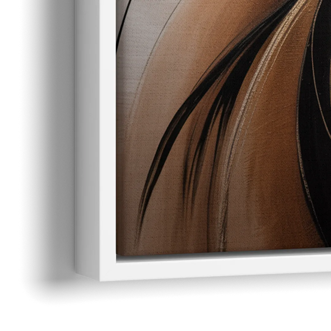Elegant Fluidity in Brown Abstract - Close-Up White Frame Canvas
