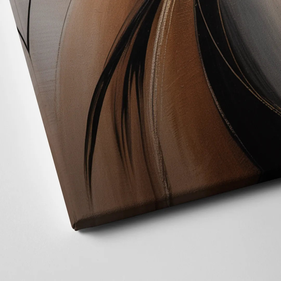 Elegant Fluidity in Brown Abstract Canvas Close Up