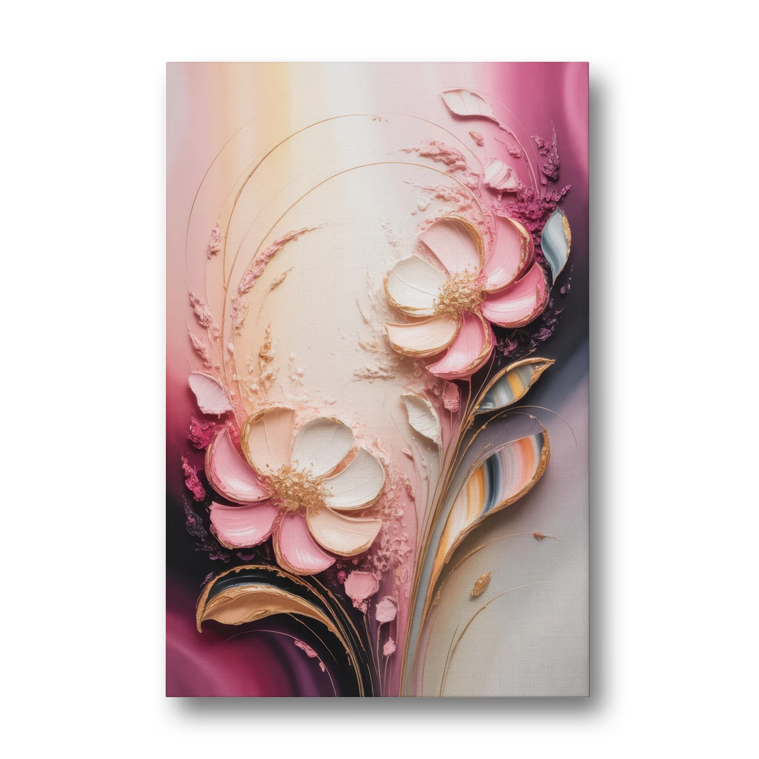 Elegant Fuchsia Blossoms Pink Abstract - Canvas Wall Art - Front