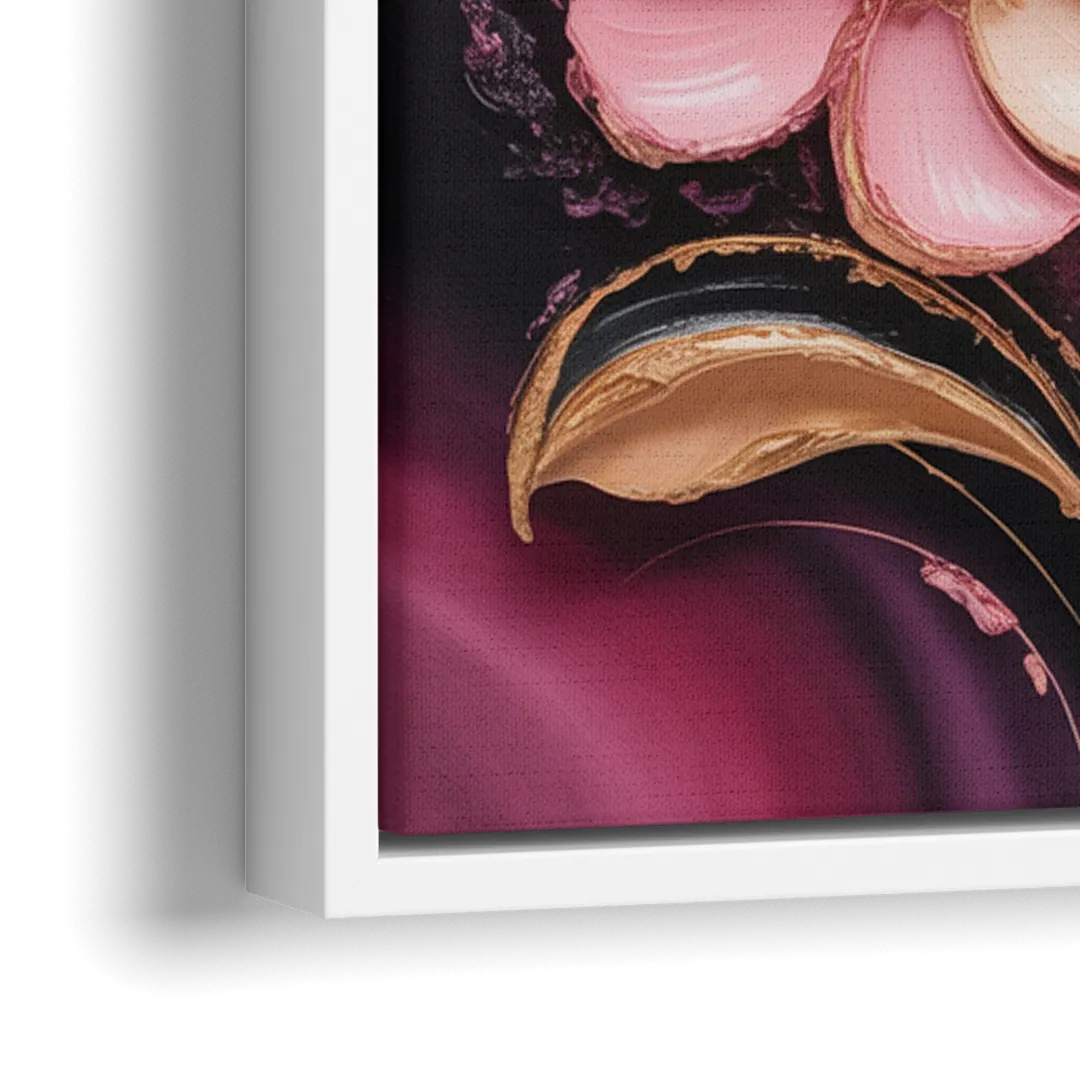 Elegant Fuchsia Blossoms Pink Abstract - Close-Up White Frame Canvas