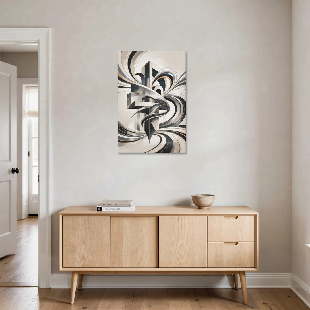 Elegant Fusion Grey and White Abstract - Canvas Wall Art - Coffee Table - 24x36
