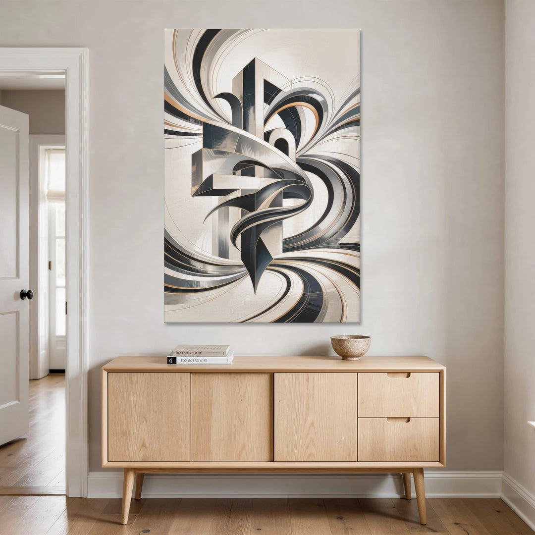 Elegant Fusion Grey and White Abstract - Canvas Wall Art - Coffee Table - 40x60