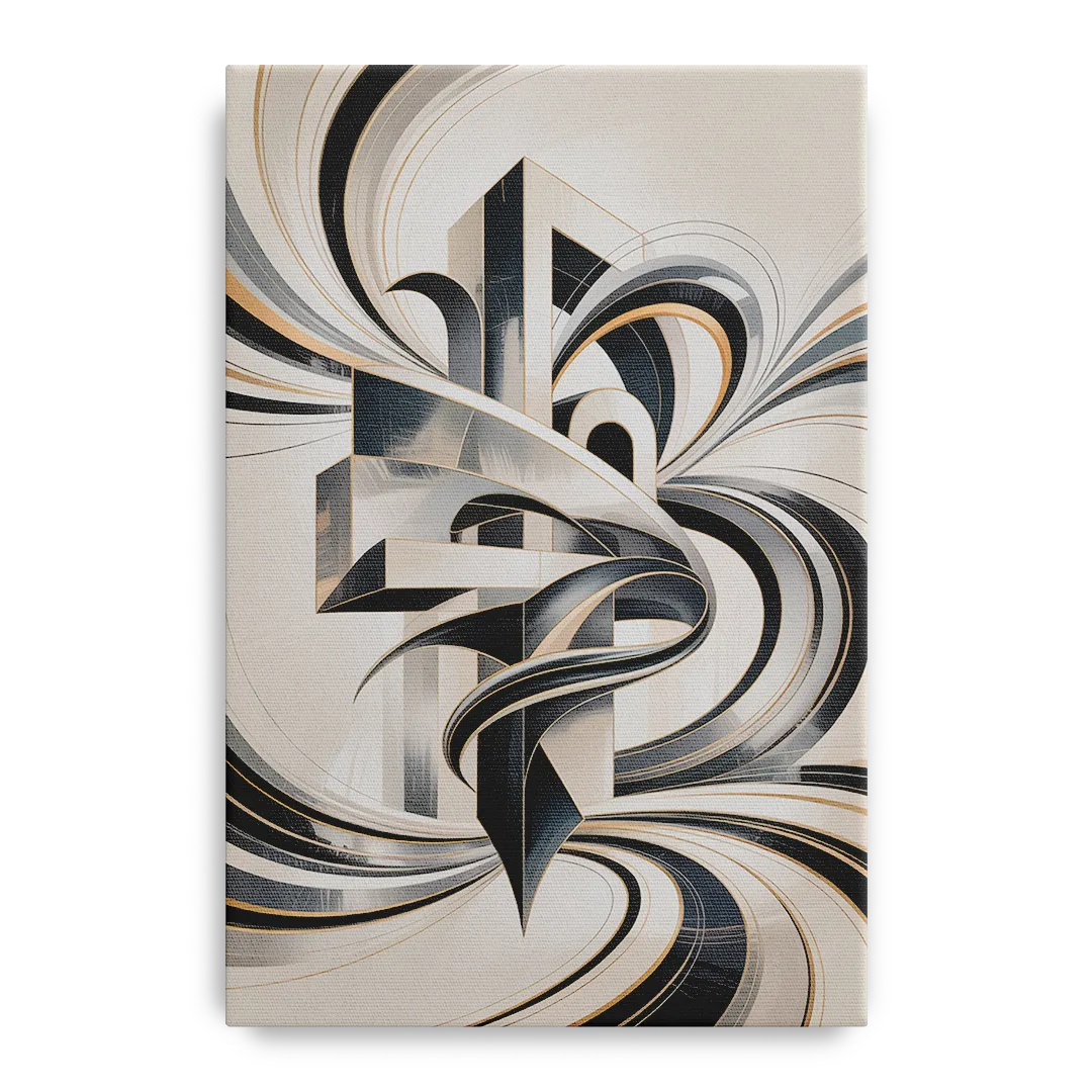 Elegant Fusion Grey and White Abstract - Canvas Wall Art