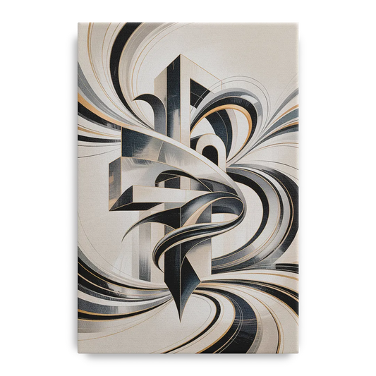 Elegant Fusion Grey and White Abstract - Canvas Wall Art
