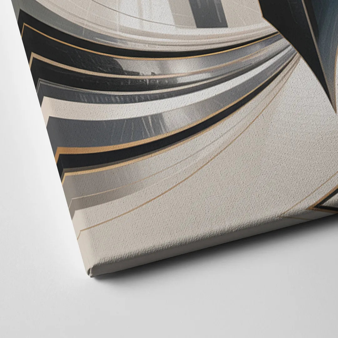 Elegant Fusion Grey and White Abstract Canvas Close Up