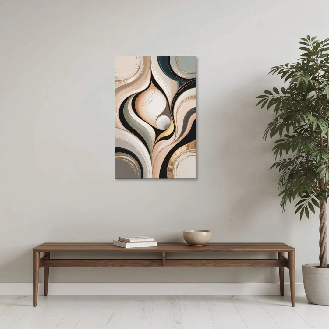 Elegant Geometric Beige Abstract - Canvas Wall Art - Coffee Table - 24x36