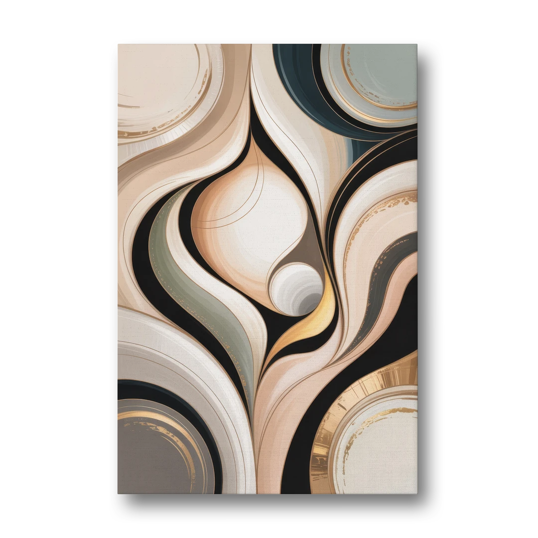 Elegant Geometric Beige Abstract - Canvas Wall Art - Front
