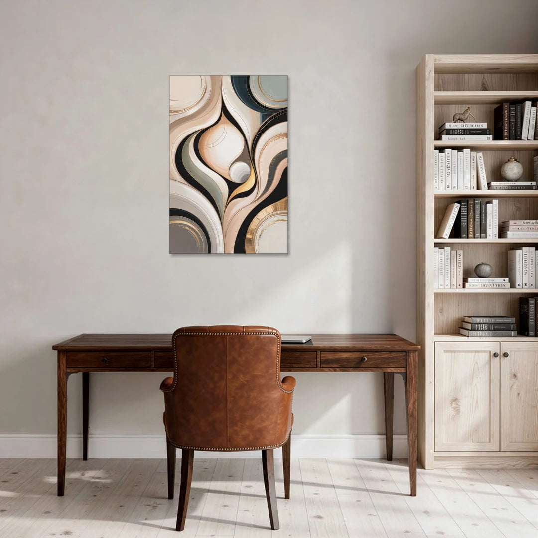 Elegant Geometric Beige Abstract - Canvas Wall Art - Office - 24x36