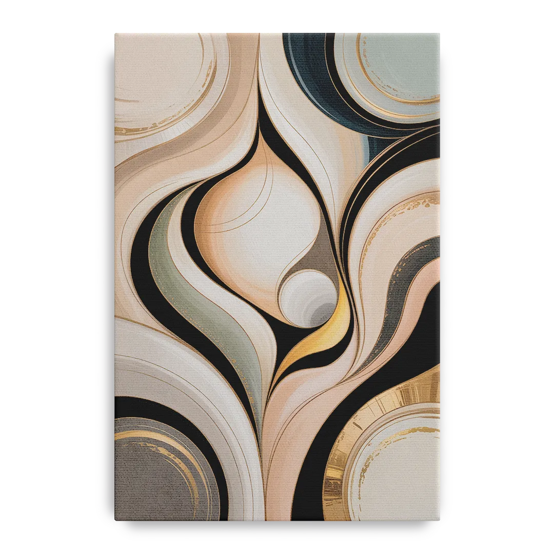 Elegant Geometric Beige Abstract - Canvas Wall Art