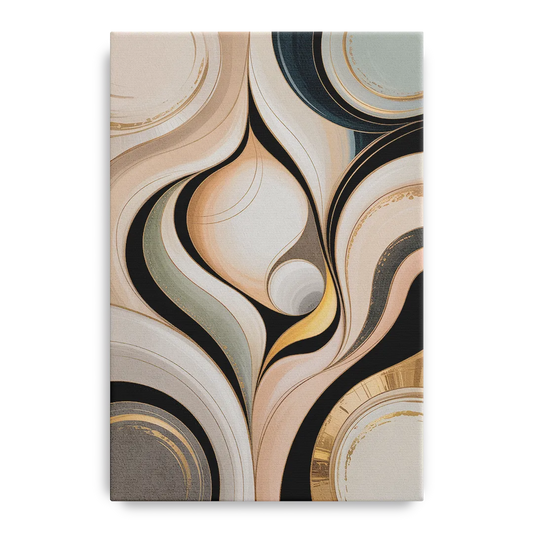 Elegant Geometric Beige Abstract - Canvas Wall Art