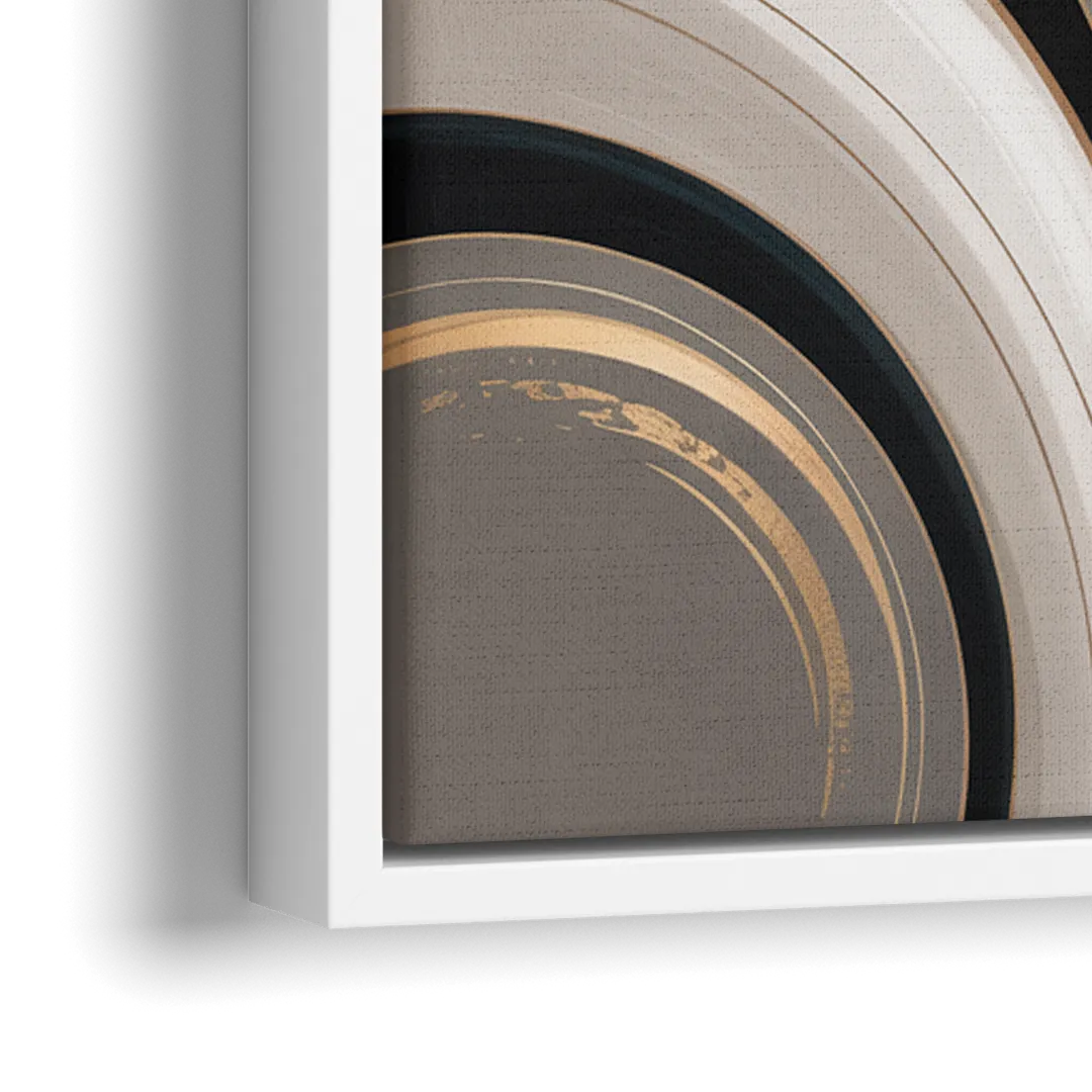 Elegant Geometric Beige Abstract - Close-Up White Frame Canvas