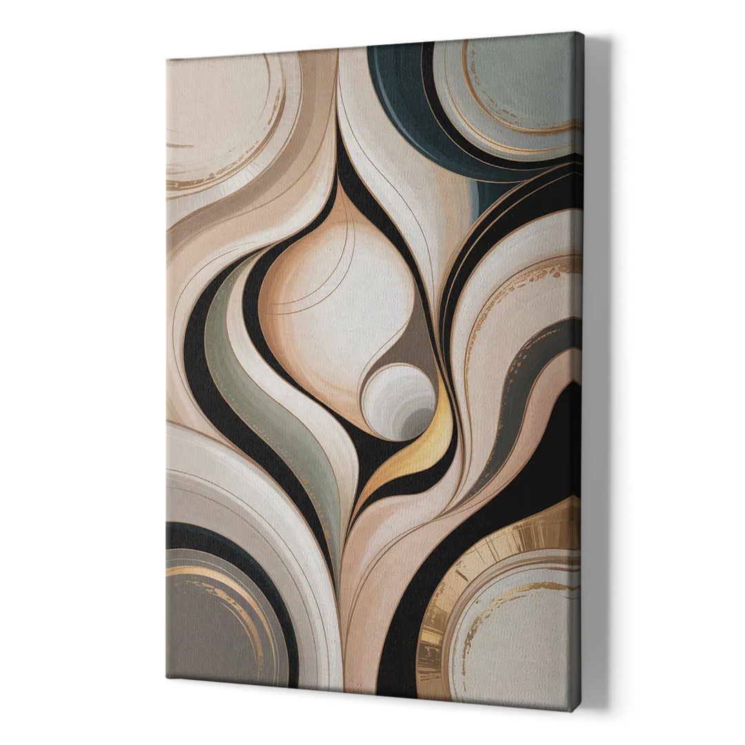 Elegant Geometric Beige Abstract - Canvas Print Art Sides