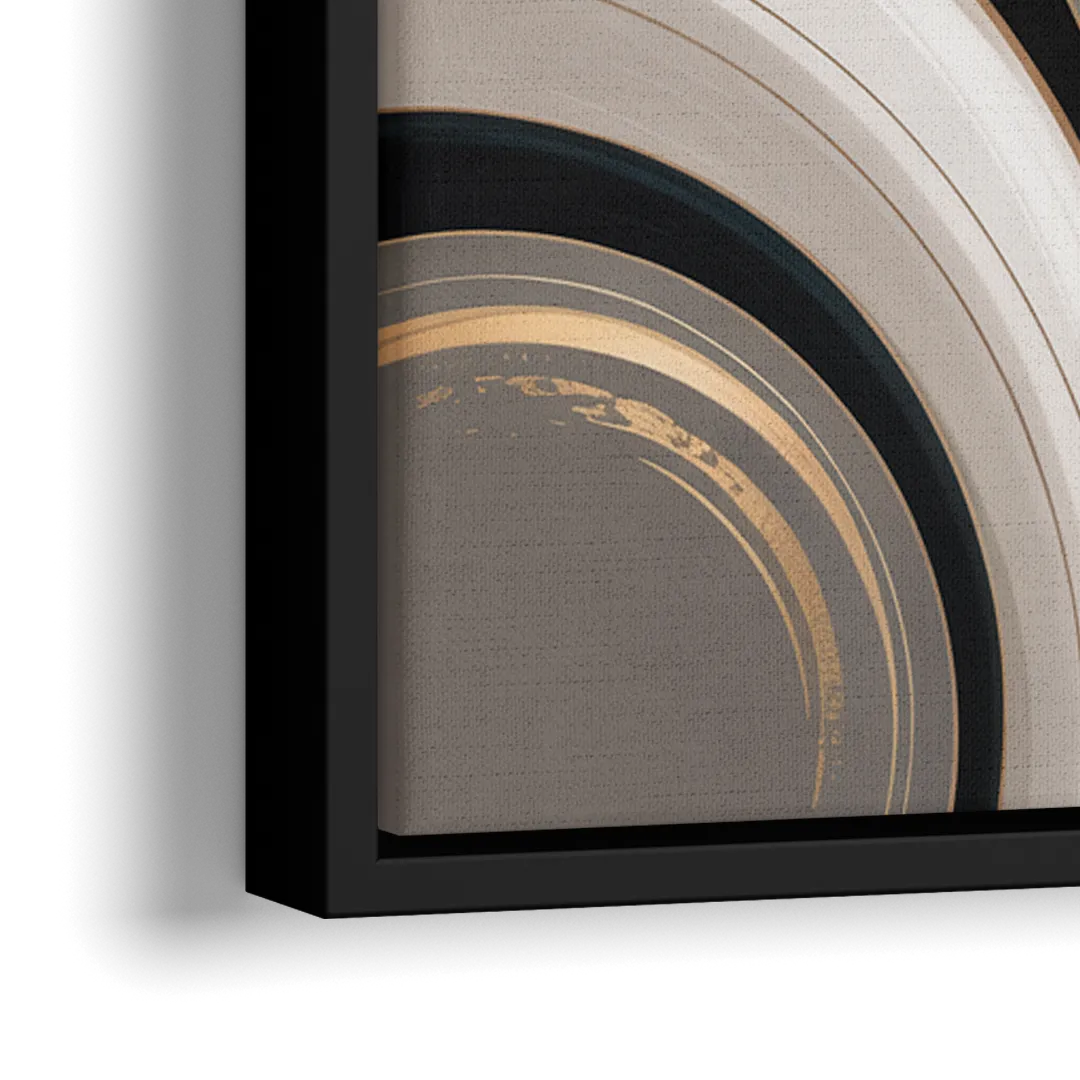 Elegant Geometric Beige Abstract - Close-Up Black Frame Canvas