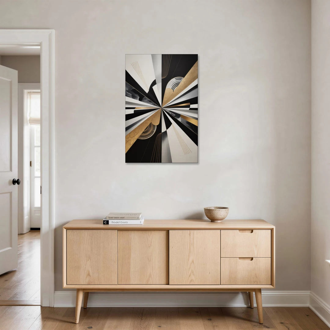Elegant Geometric Black White and Gold Abstract - Canvas Wall Art - Coffee Table - 24x36