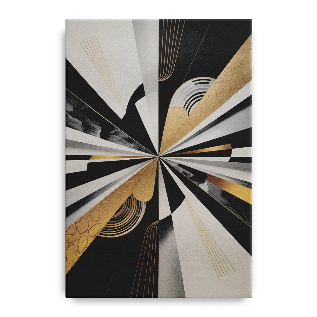 Elegant Geometric Black White and Gold Abstract - Canvas Wall Art